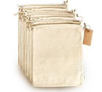 Organic Cotton Produce Bags - Medium 20x25 cm (12 Pack) - Reusable Muslin Storage Bags with Drawstrings - Biodegradable Canvas Fabric - Perfect for Snacks, Clothes
