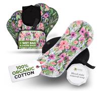 Organic Cotton Reusable Sanitary Pads for Light Flow (6 Pack S+M) - Leak Proof & Odour Free Cloth Pads for Women & Teens - High Temp Washable, Soft & Skin-Safe for All Day Period Comfort