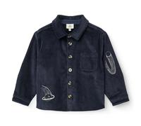 Organic Cotton Ribbed Velvet 'Planet' Embroidered Shirt Navy blue 2 years