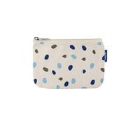 Organic Cotton Small Cosmetic Bag - Toiletry Bag & Cosmetic Bag, Makeup Case & Pencil Case for Women, Men & Kids, Compact, Vegan, Pattern, Colourful, Breite: 18 cm | Höhe: 12 cm, Greige / Blue Dots