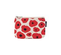 Organic Cotton Small Cosmetic Bag - Toiletry Bag & Cosmetic Bag, Makeup Case & Pencil Case for Women, Men & Kids, Compact, Vegan, Pattern, Colourful, Breite: 18 cm | Höhe: 12 cm, Greige / Poppy Print