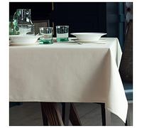 Organic Cotton Tablecloth for Dining Party / Kitchen; Easy-Care Washable Protective Heavyweight Fabric; Eco-Friendly Durable Material Table Cloth for Your Home Decoration (Cream, 142 x 245cm)