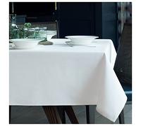 Organic Cotton Tablecloth for Dining Party / Kitchen; Easy-Care Washable Protective Heavyweight Fabric; Eco-Friendly Durable Material Table Cloth for Your Home Decoration (White, 142 x 142cm)