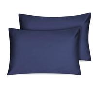 Organic Cotton Toddler Pillowcase 14 x 20, Travel Pillow Case Envelope Closure, Navy Blue (2 Pack)