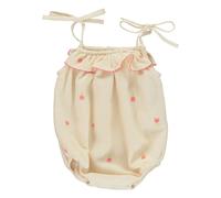 Organic cotton tulip bib romper Beige 12 months