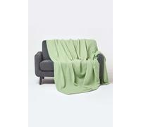 Organic Cotton Waffle Blanket/ Throw Homescapes Green 280cm x 230cm
