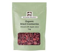 Organic Cranberries 1kg - Sweetened with Apple Juice | No Added Sugar | by Manor Springs Organic