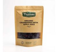 Organic Cranberries with Apple Juice-Certified Organic, Non-GMO, Vegan, No Additives, No Preservatives, Resealable Bag by Thames Organic 1kg