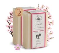 Organic Donkey Milk Soap Bar - Cherry Blossom Scent - Natural Moisturising Soap for Sensitive Skin - 98% Natural Ingredients - Made in Provence - 2x115g