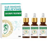 Organic Ear Ringing Remedy Drops, Tinnitus Ear Drops, Natural Ear Drops for Ear Infection Treatment, Pain & Earache Drops, Relieves Ear Aches, Infections, Swimmer's Ear, 20ML (3Pcs)