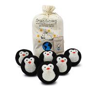 Organic Eco Wool Dryer Balls - Black Penguin - 6 Pack - 100% Handmade, Fair Trade, Organic, No Lint - Premium Quality"Cool Friends"