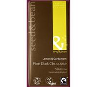 Organic & Fairtrade Dark Chocolate 58% Lemon & Cardamon Bar 85g - Pack of 8