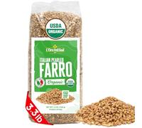 Organic Farro Grain, Pearled, 3.3 lb (52.8 oz), Italian Farro Perlato, Emmer Wheat, Spelt, Non-GMO, Superfood, Bulk, Protein, Fiber Rich, L'Oro del Sud, Product of Italy