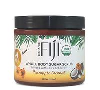 Organic Fiji Whole Body Scrub - Infused with Coconut Oil, Exfoliating Sugar Scrub for Smooth and Soft Skin, Exfoliates & Restores Skin's Natural Biosphere, Pineapple Coconut 20 oz