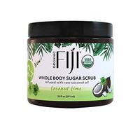 Organic Fiji Whole Body Scrub - Infused with Coconut Oil, Exfoliating Sugar Scrub for Smooth and Soft Skin, Exfoliates & Restores Skin's Natural Biosphere, Coconut Lime 20 oz