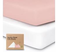 Organic Fitted Bed Sheets - 2-Pack Breathable Jersey Cotton Baby Bed Sheets - 120x60 Mattress Fitted Sheet - Rose