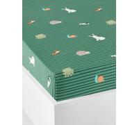 Organic* Fitted Sheet for Children, CLASSE VERTE dark green/print