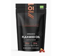 Organic Flaxseed Oil Capsules 1440mg - 64% Omega 3-6-9 - 60 Count - Cold Pressed - Rich in Alpha Linoleic Acid, Linoleic Acid & Oleic Acid - by Alpha01