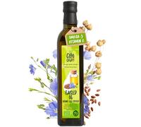 Organic Flaxseed Oil Cold Pressed - 500ml. Flax Seed Oil Pure and Raw from Linseed. Contains Vitamin E K and B. Omega 3 over 50%. Linseed Oil for Hair or Food Seasoning.