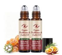 Organic Frankincense and Castor Oil Rose Quartz Roller, Organic Castor Oil Rose Quartz Roller, Nourishng Eye Serum Roller for Puffiness, Reduce Fine Line & Wrinkle, Eye Bag Dark Circle Eraser (2)