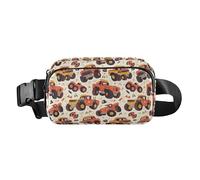 Organic Garden Safari Strawberry Cute Multipurpose Fanny Pack Waist Bag with Adjustable Strap for Travel Shopping, Hand Drawn Monster Truck Car Pattern Kawaii, One Size
