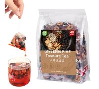 Organic Ginseng Five Treasures Tea, Kidney Cleanse Detox Tea for Men & Women, Men's Kidney (1 Pack/40 Bags)