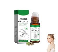Organic Golden Castor Oil Roll-On, Pure Organic Cold Pressed Essential Oil with Rose Quartz Roller, Natural Ingredients Women Massage Oils for Belly, Face, Body (1)