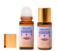 Organic Golden Castor Oil Roll-On with Rose Quartz Roller, 100% Pure Cold-Pressed, Organic Castor Oil Roller Ball, Soothing Rollerball, Gently Nourishes Skin for Belly, Face, Body 1.7oz (2 Bottle)