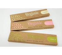 Organic Goodness Masala Incense Sticks Gift Set - Jasmine, Vanilla, Sacred Resin - 3 Packs with Incense Holder - Natural Handmade Fragrance - Relaxation & Meditation Set J08