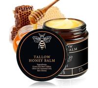Organic Grass-Fed Beef Tallow Balm, Natural Honey & Beeswax Moisturizer, 100% Grass-Fed Beef Tallow, Deep Hydration & Nourishment, Oil-Free & Unscented