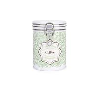 Organic Green Leaves Coffee Storage Canister - Stylish Green Home Décor - White Metal Clip Lid Kitchen Drinks Essentials & Food Storage Jar/Container 700ml (13cm x 9.5cm) - Housewarming Gift