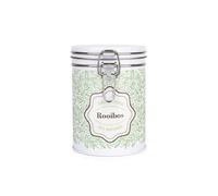 Organic Green Leaves Rooibos Storage Canister - Stylish Green Home Décor - White Metal Clip Lid Kitchen Drinks Essentials & Food Storage Jar/Container 700ml (13cm x 9.5cm) - Housewarming Gift