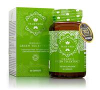 Organic Green Tea Extract Capsules | Premium Green Tea Capsules with Natural EGCG | Certified Organic by Soil Association | Vegan Ayurveda Supplement Low Caffeine | 60 Easy Swallow Pills | UK Made