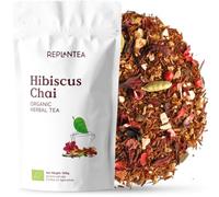 Organic Hibiscus Chai Tea 100g | Warming Spiced Hibiscus with Cinnamon & Ginger | Caffeine-Free Rooibos Blend for Autumn & Winter | Loose Leaf Herbal Fruit Infusion REPLANTEA