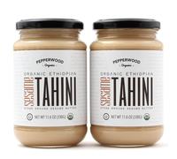 Organic Hulled Sesame Tahini Paste Stone-Ground Silky Smooth Texture in Hummus Dips Dressings Unsalted Nut-Free 330g 2-Pack Pepperwood Organics