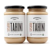 Organic Hulled Sesame Tahini Paste - Stone-Ground - Silky Smooth Texture in Hummus, Dips, Dressings - Unsalted, Nut-Free, Kosher, Paleo, Keto 330g Glass Jar (2-Pack) Pepperwood Organics
