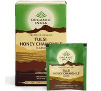 Organic India Tulsi Honey Chamomile Tea - Organic Tulsi & Chamomile Infusion - Softly Sweet Herbal Blend with Honey Notes - Caffeine-Free for Relaxation - 18 Individually Wrapped Tea Bags