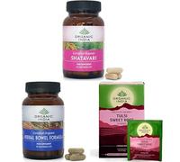 Organic India Women’s Wellness Bundle - Shatavari, Herbal Bowel Formula & Sweet Rose Tea - Support for Hormonal Balance & Digestion - Supplements for Womens Health - 2 x 90 Capsules & 1 x 18 Tea Bags