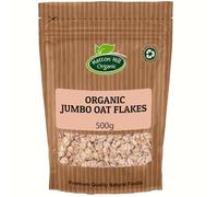 Organic Jumbo Oat Flakes 500g by Hatton Hill Organic - Nutritious Breakfasts, Baking, and Smoothies - High-Fiber