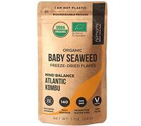 Organic Kombu Flakes - 28 gr. Young Pure Seaweed Grown in North Atlantic. EU Certified and Freeze-Dried Premium Quality. Soft Texture & Mild Taste. 140 Servings