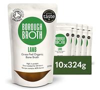 Organic Lamb Bone Broth by Borough Broth - Freshly Made with Grass-Fed Lamb & British Spring Water - High in Collagen & Protein - Low-Cal & Gluten Free - Delivered Chilled - 10 x 324g