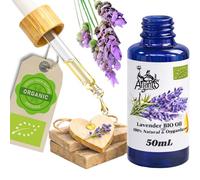 Organic Lavender Essential Oil 50ml - 100% Pure and Natural - Steam Distilled - Powerful & Fresh Aroma - Diffuser, Skin, Massage, Home Fragrance, Laundry & Linen - Lavandin grosso @Atlantis Organica