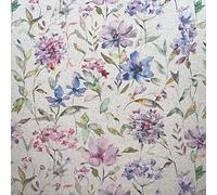 Organic Linen Look Fabric - Floral Canvas Upholstery Material - 140CM / 55" Wide - Sold Per Metre - Cushions Blinds Curtains Bag Making (Giardino Heather)