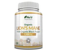 Organic Lions Mane Supplement 1500mg - 180 Vegan Capsules - 6 Month Supply - 30% Polysaccharides - Lion's Mane with