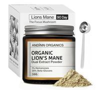 Organic Lions Mane Supplement Powder | 12X Strength | 3 Month Supply | Focus Plus | 6000mg | Dual Extract | Soil Association Certified | NGF | 1% Hericenones | 35% Beta-Glucans