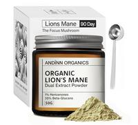 Organic Lions Mane Supplement Powder | 12X Strength | 3 Month Supply | NGF | Focus Plus | 6000mg | Dual Extract | Soil Association Certified | NGF | 1% Hericenones | 35% Beta-Glucans