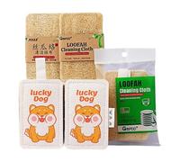 Organic Luffa 6-Pack Natural Compressed Double-Sided Loofah Wood Pulp Cotton Dishwashing Sponge is Perfect for Shower Scrubbing and Kitchen Cleaning - Lucky Dog