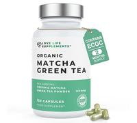 Organic Matcha Capsules, Green Tea, 2 Month Supply - 120 Capsules, 1000mg with 50mg EGCG per Serving (Lab Tested), Powerful Anti-Oxidant, No Fillers, Pure Matcha Powder - Love Life Supplements