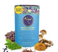 Organic Matcha Powder with Vegan Protein Blend & Greens - Organic Superfood Formula (280g, 30 Servings) - 11 Plant-Based Ingredients - Pea Protein, Spirulina, Turmeric, Cacao - Dairy-Free - VeganIsUs