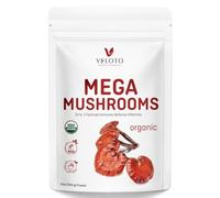 Organic Mega Mushroom Powder Blend,10 in 1 Complex Mushroom Extract Powder Herbal Supplement with Reishi, Cordyceps, Chaga, Lion's Mane, Vegan & More, Sustainably US Grown, Filler Fre